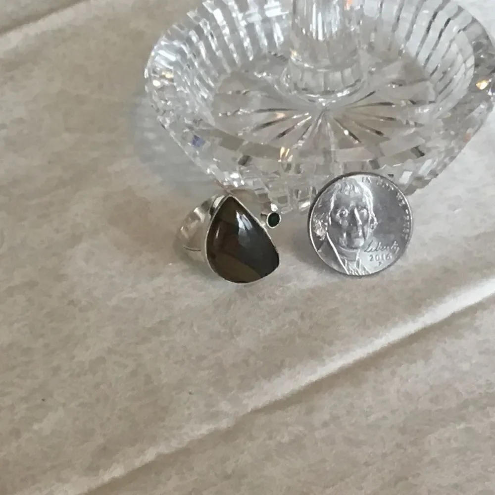 NWOT Sterling Silver Bamboo Jasper Ring S 6